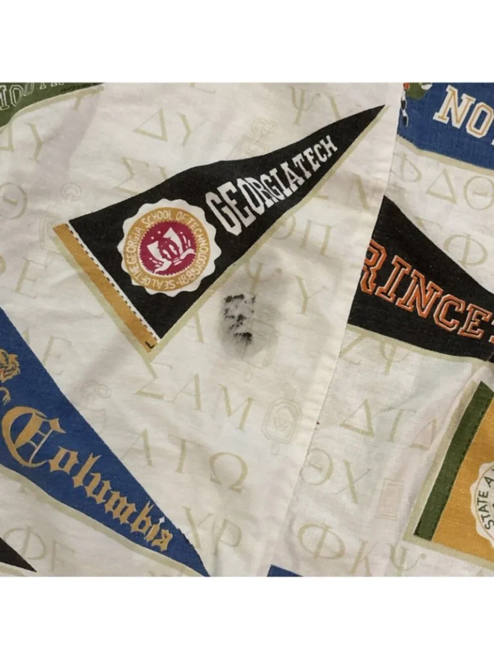 Vtg 70’s Sears Roebuck College Football Fraternity Bedspread Coverlet 58” X 80” - Picture 2 of 11